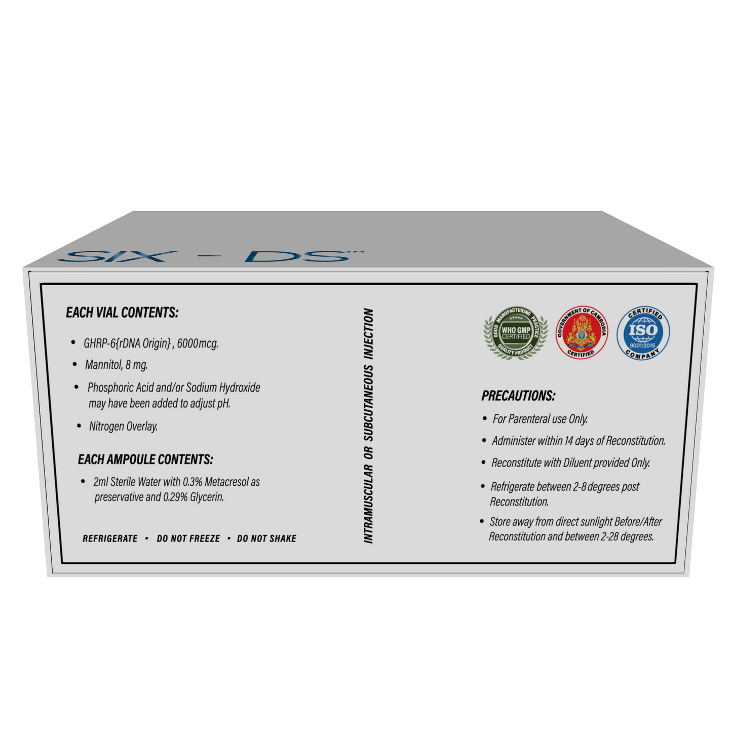 GROSIX-DS(GHRP-6):  Powerful GHRH for Growth, Performance, recovery and Anti ageing. GRHELIN for bigger Diet and Massive Bulk.