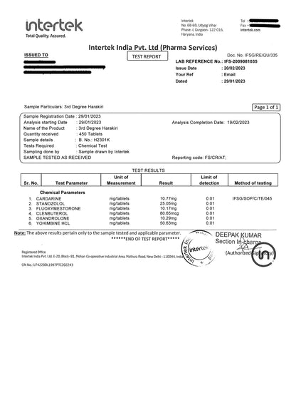 HARAKIRI: 105mg Every Tab, Most Powerful Oral Cut Mix for Sharp, Shredded & HD Physique.