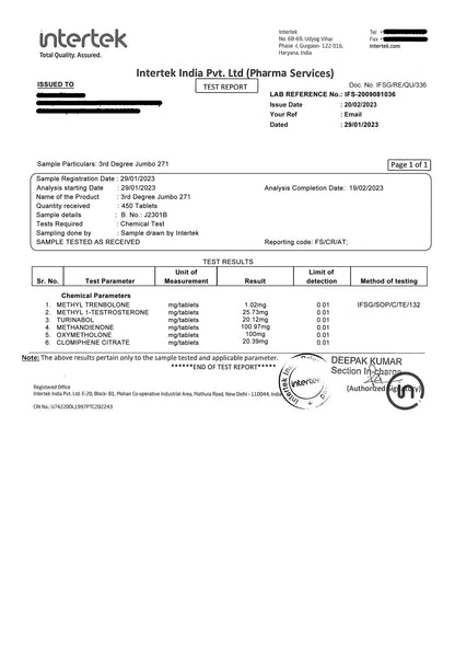 JUMBO 271: Jumbo Oral Bulk Mix of 266mg of Powerful Bulking Anabolics Each Tab.